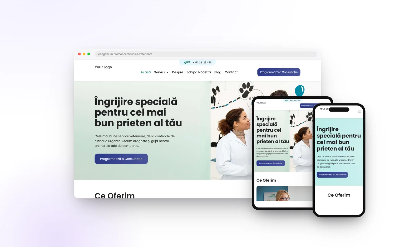 Ветклиника — leadgenium.pro/concept/clinica-veterinara